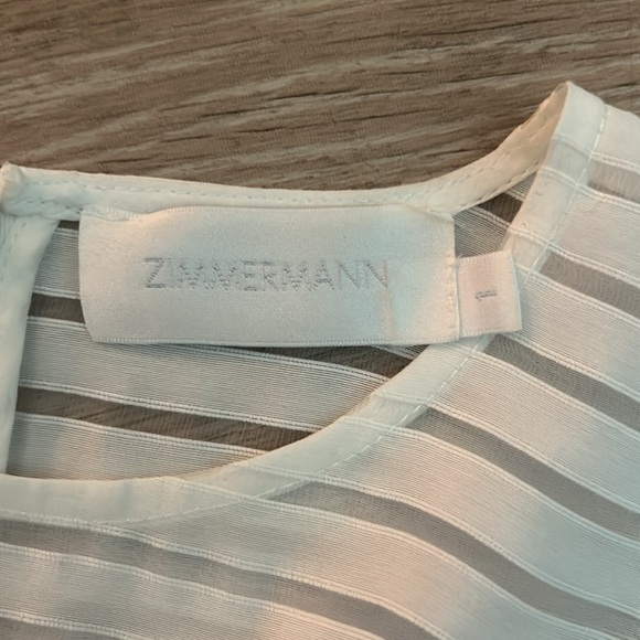 Zimmermann beautifully- detailed white tunic top with sheer stripes and pockets - Picture 2 of 7